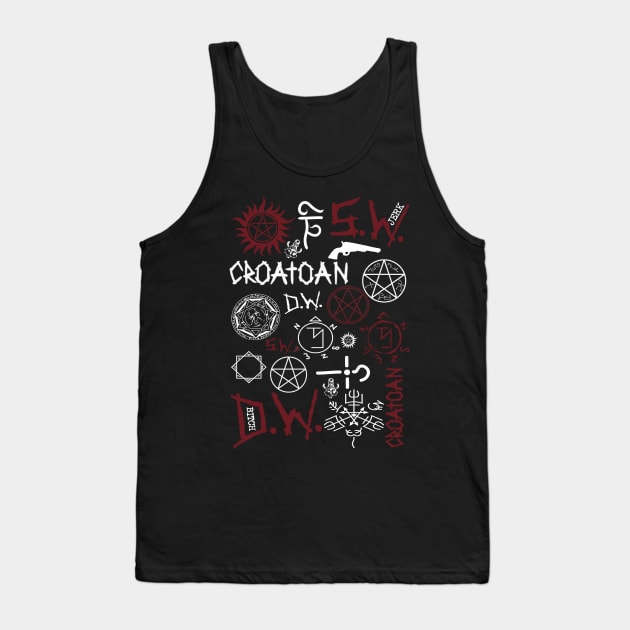 SPN Angel and Demon Sigils (white/red version) Tank Top by kurticide